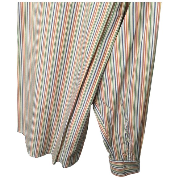 Alan Flusser Men’s Button Down Striped Cotton Long Sleeve Pocket L - Picture 6 of 8